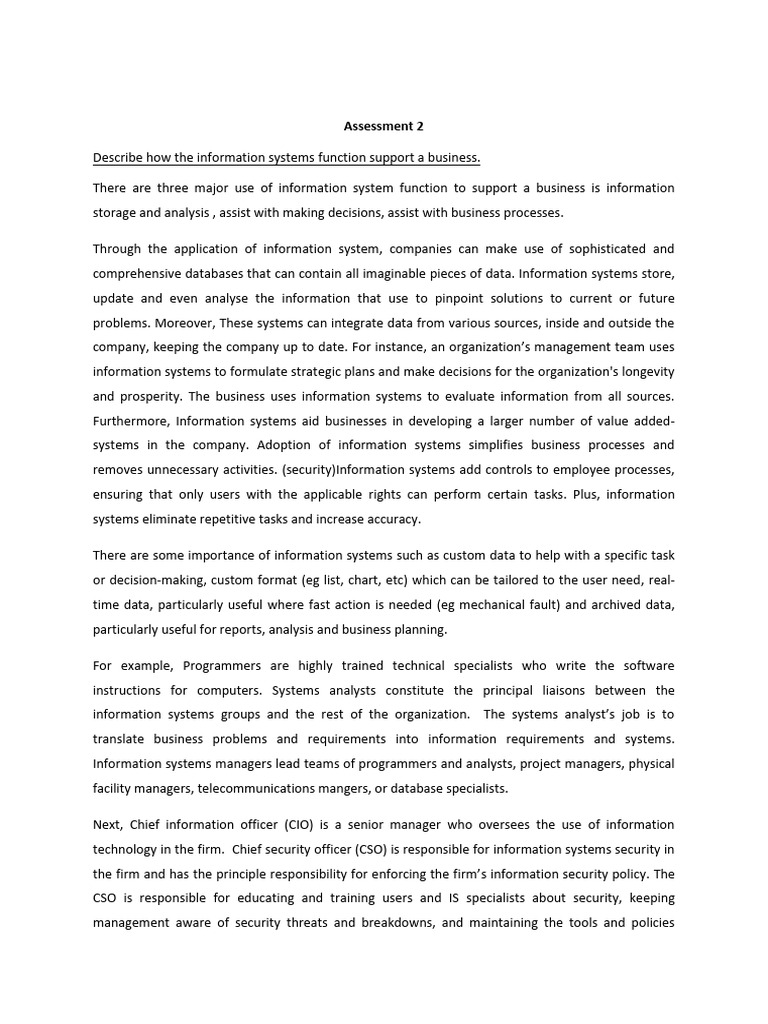 Role of Information Systems in Business | PDF | Information ...