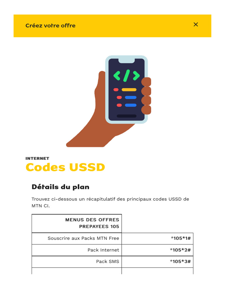 Codes USSD MTN CI : Guide Complet | PDF | Télécommunications ...