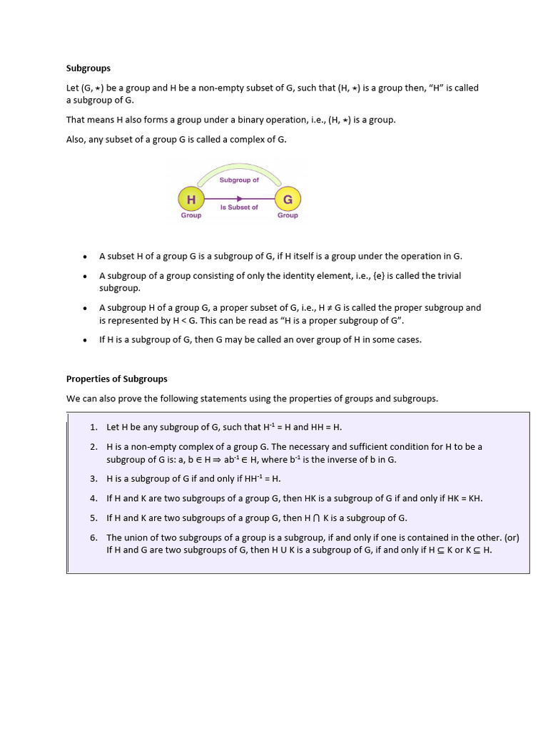Subgroups | PDF | Group (Mathematics) | Algebra