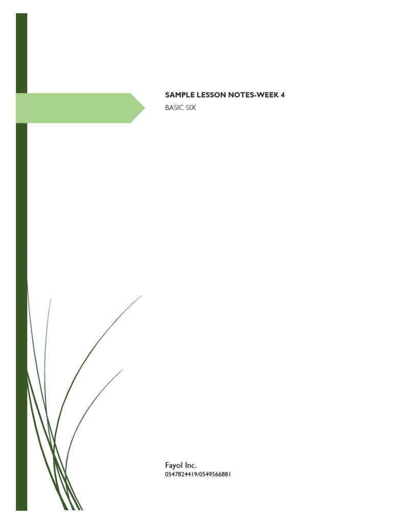 Week 4 Lesson Plan for Basic Six | PDF | Learning | Adolescence
