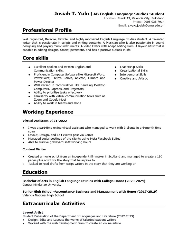 English Language Student Profile | PDF | Page Layout | Software