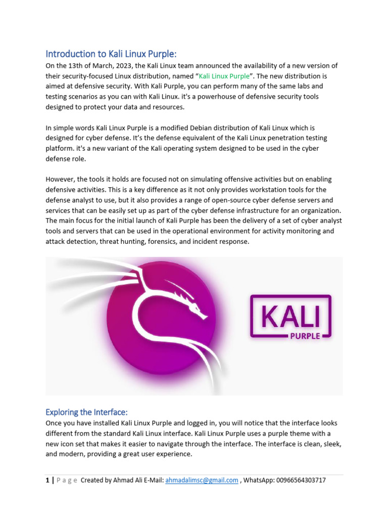 Introduction to Kali Linux Purple | PDF | Linux | Computer Security