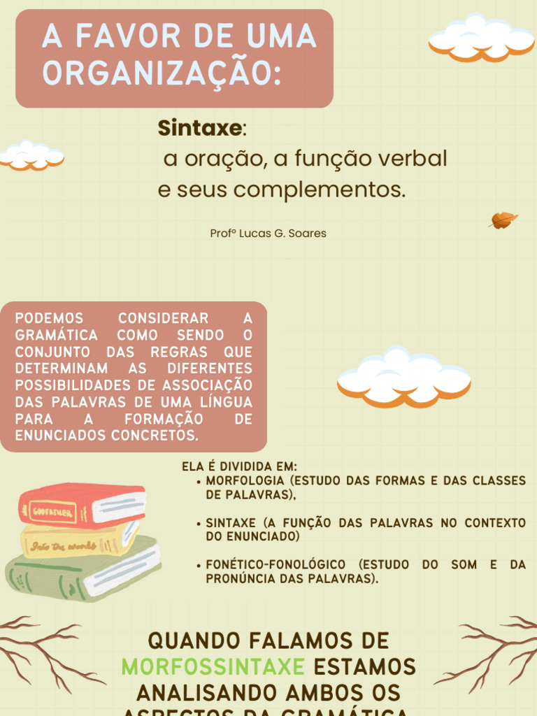 Sintaxe e Morfologia na Gramática | PDF | Assunto (gramática) | Pronome