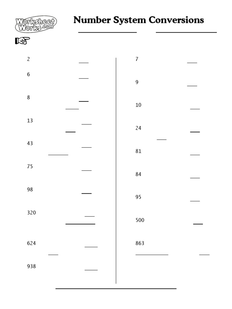 WorksheetWorks Number System Conversions 3 | PDF | Decimal | Arithmetic