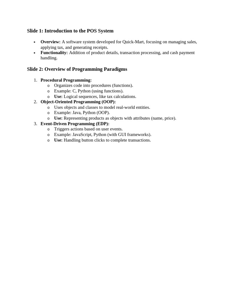 POS System and Programming Paradigms | PDF | Business