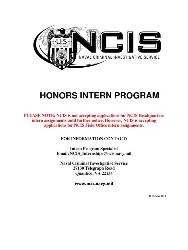 NCIS Internship Program Overview | PDF | Naval Criminal Investigative ...