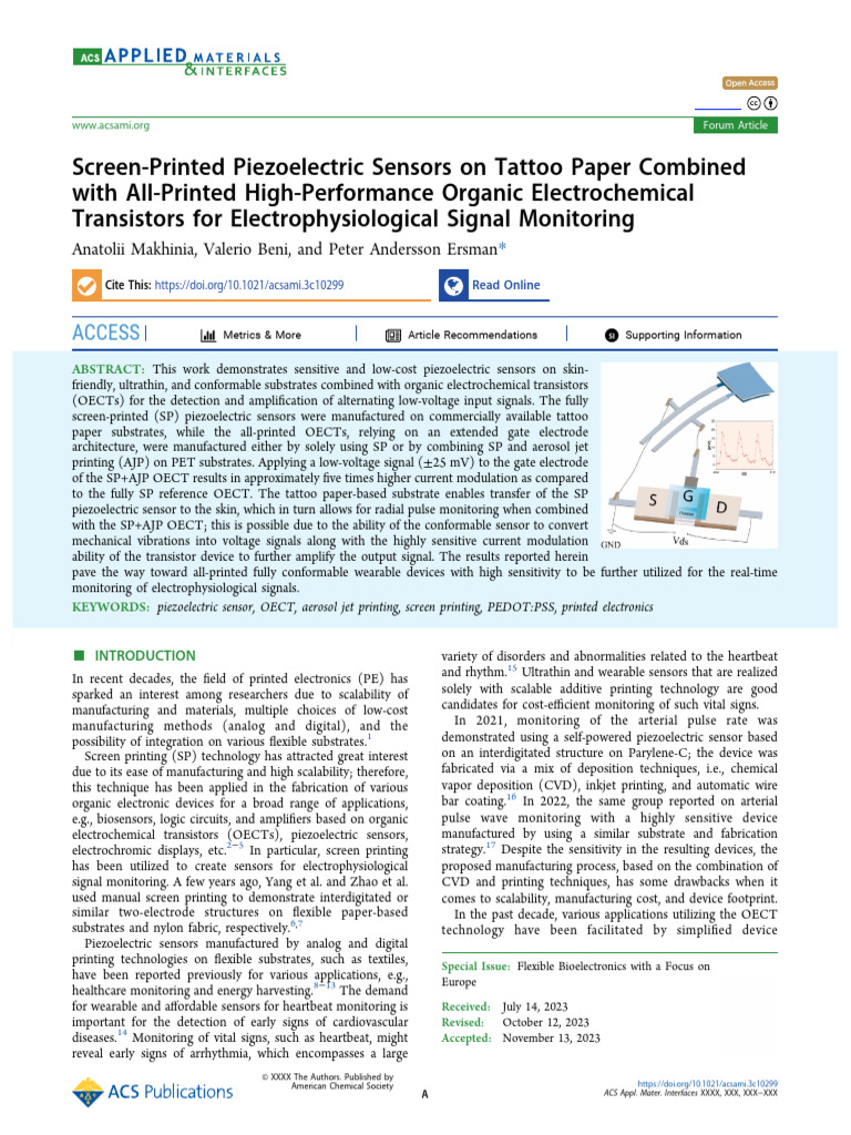 Tattoo Paper-Based Piezoelectric Sensors | PDF | Piezoelectricity ...