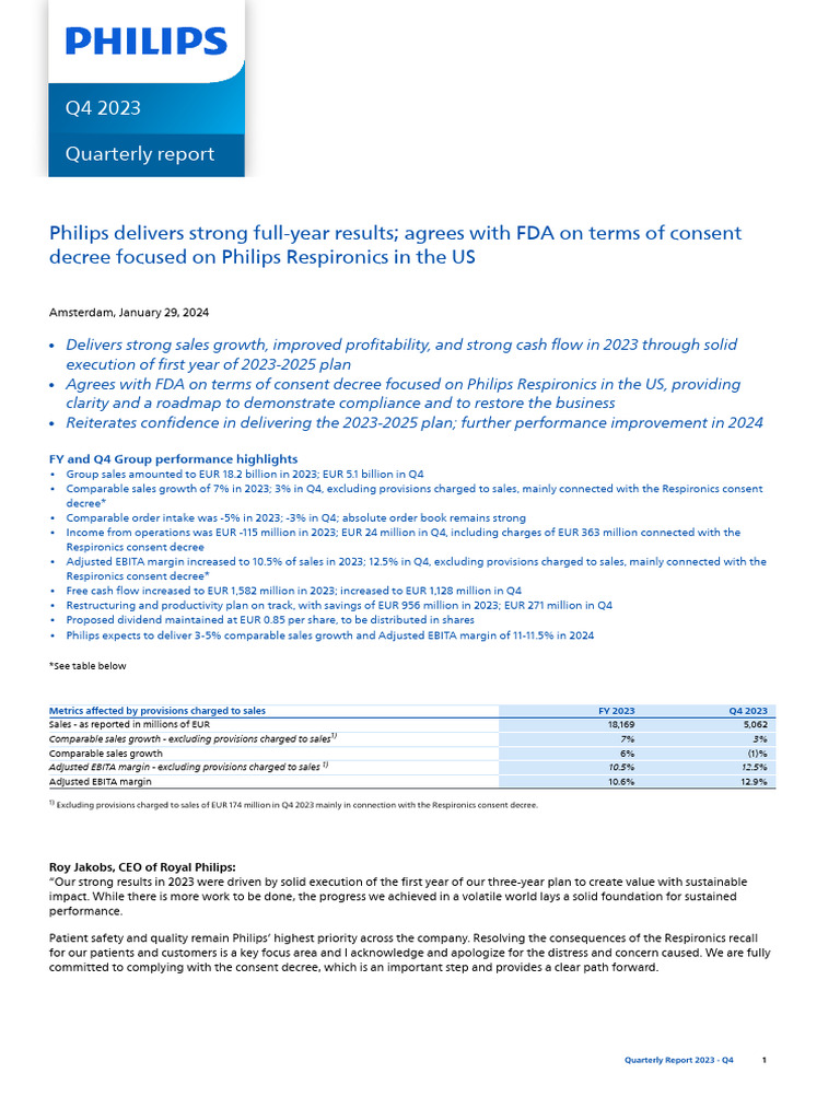 Philips Q4 2023 Financial Results Overview | PDF | Dividend | Treasury ...