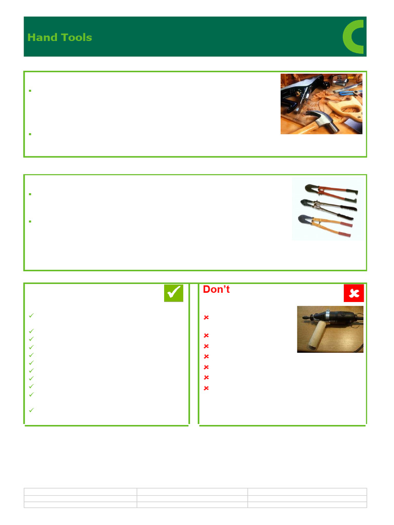 Hand Tool Safety Guidelines and Tips | PDF