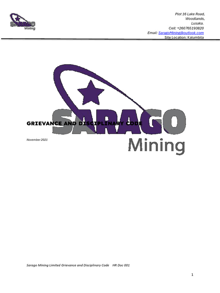 Sarago Grievance and Disciplinary Code | PDF | Appeal | Human Resource ...