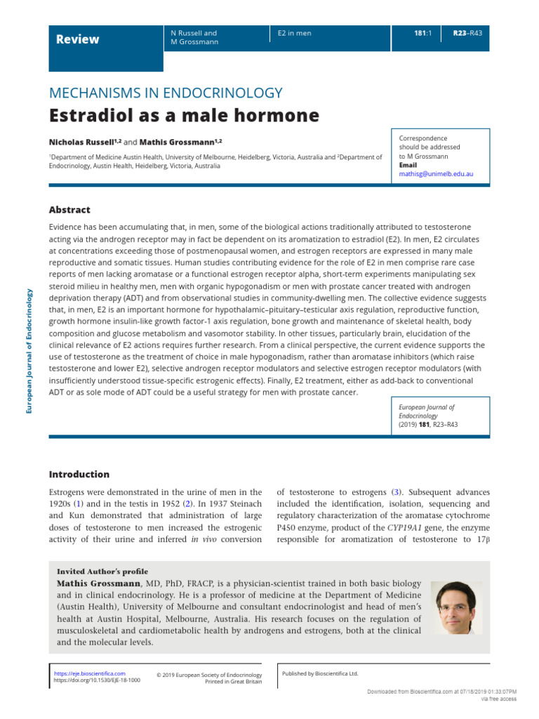 Estradiol As A Male Hormone | PDF | Luteinizing Hormone | Estrogen