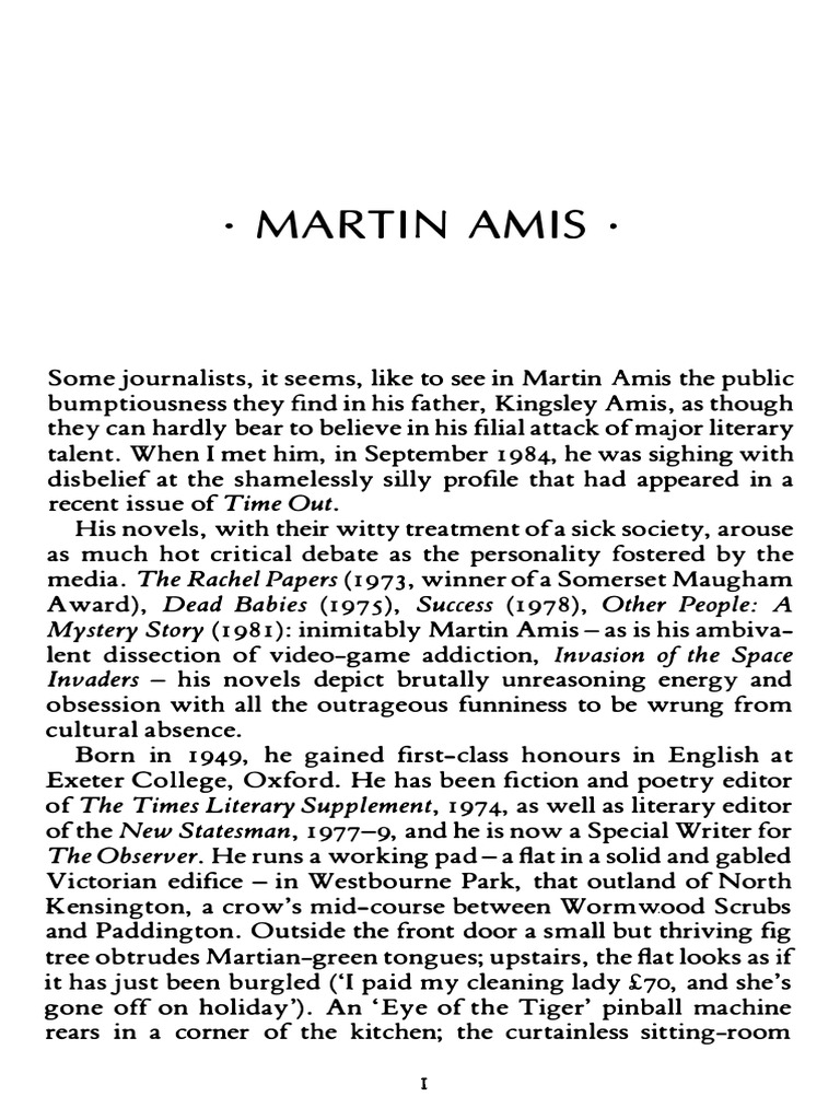 Amis Martin Interview With John Haffenden 1985 Pdf Poetry Irony