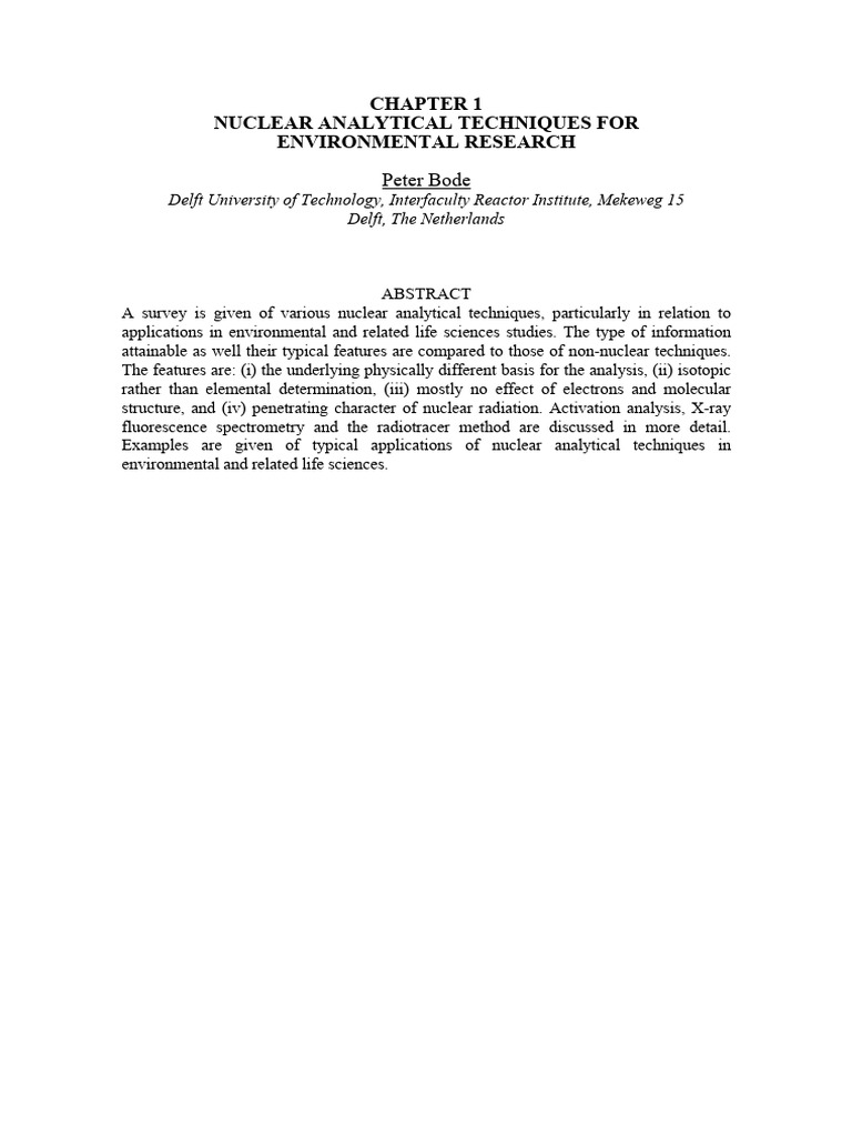 Nuclear Analytical techniques Ch 1 | PDF | Neutron | Radioactive Decay