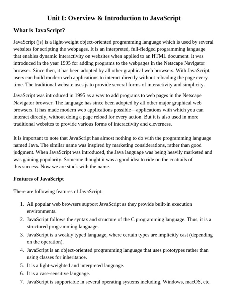 Javascript unit i pdf html element world wide web