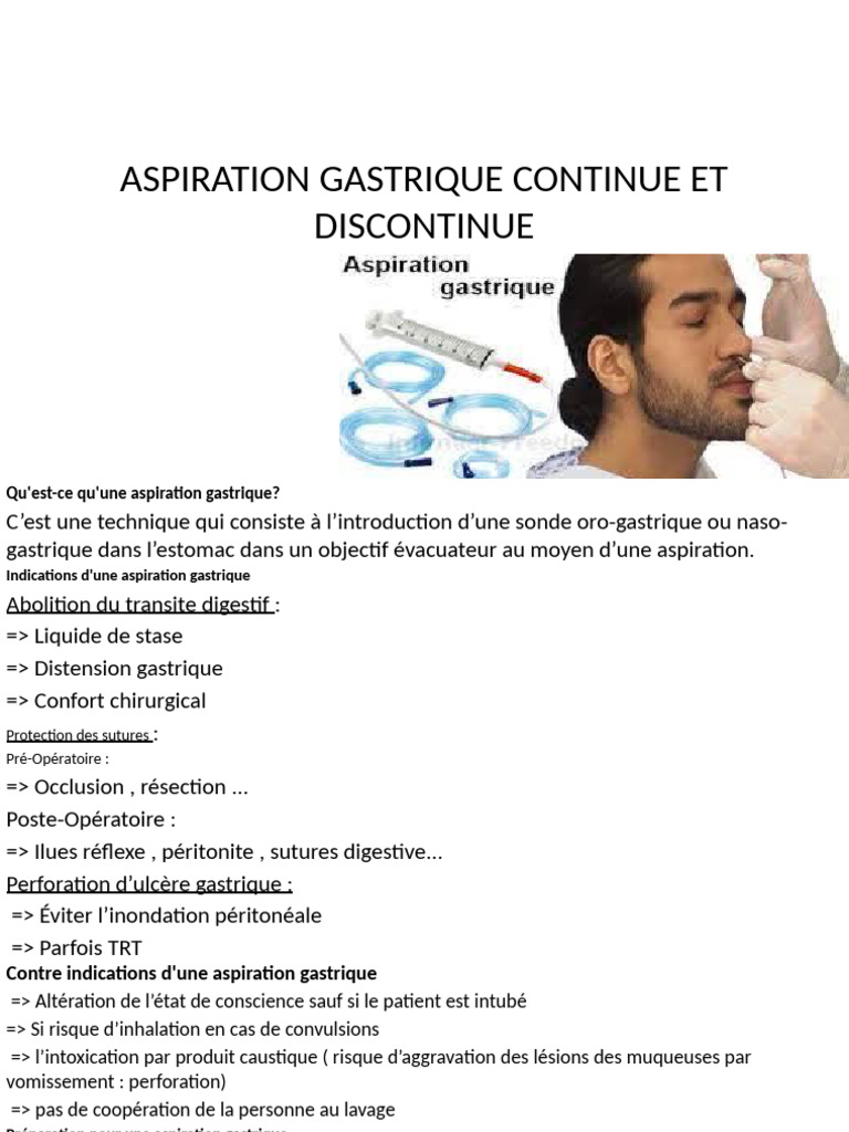 Techniques d'Aspiration Gastrique | PDF | Estomac | Saignement