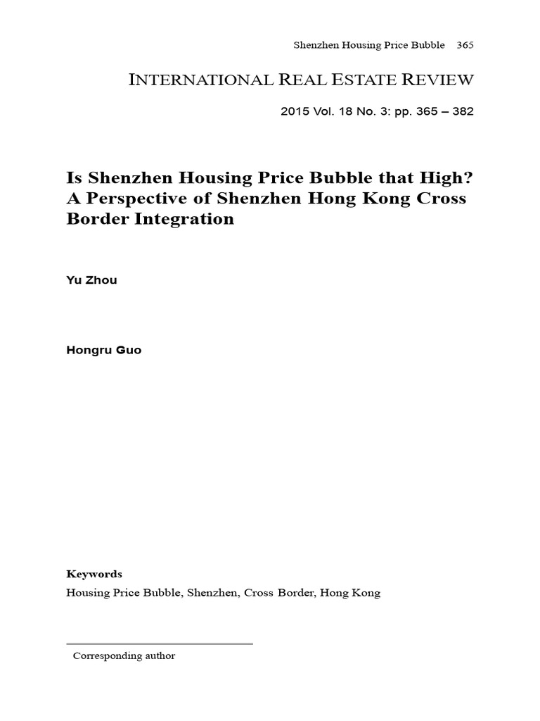 Shenzhen Housing Price Bubble Analysis | PDF | Coefficient Of ...