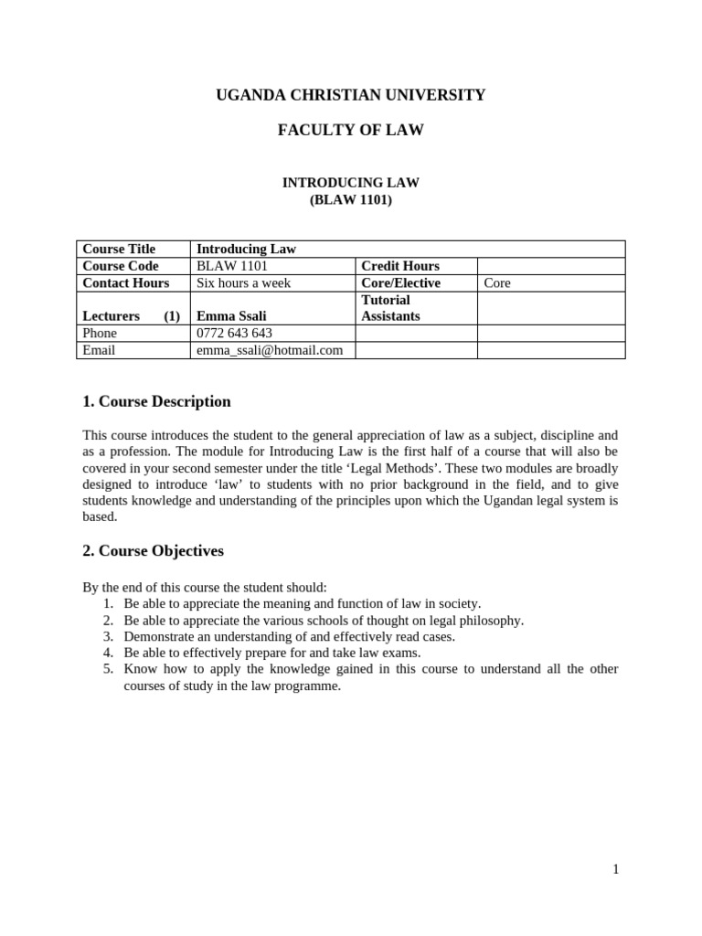 Introducing Law Course Overview UCU | PDF | Jurisprudence | Justice