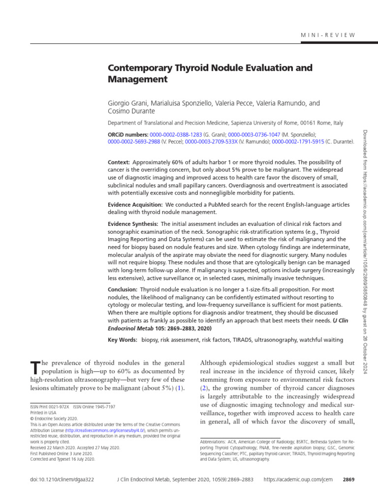 Thyroid Nodule Evaluation and Management | PDF | Medical Ultrasound ...