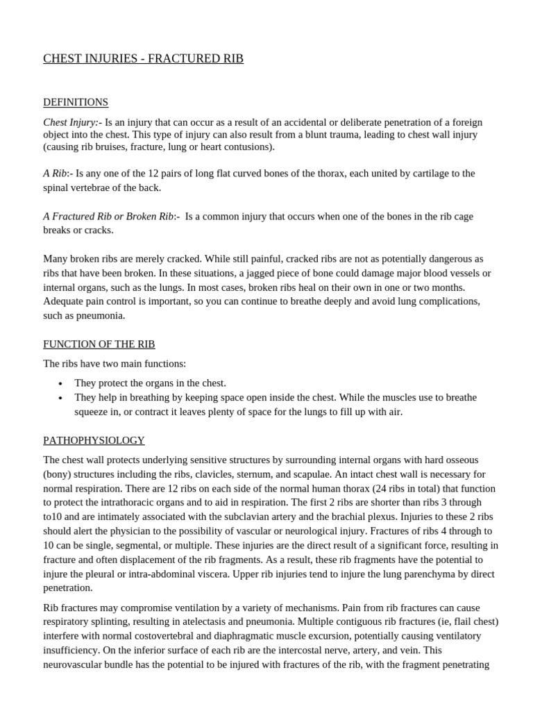 Rib Fractures: Causes and Care | PDF | Thorax | Analgesic