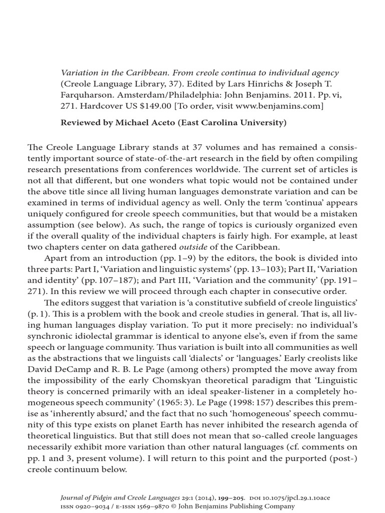 Caribbean Creole Variation and Agency | PDF | English Language ...