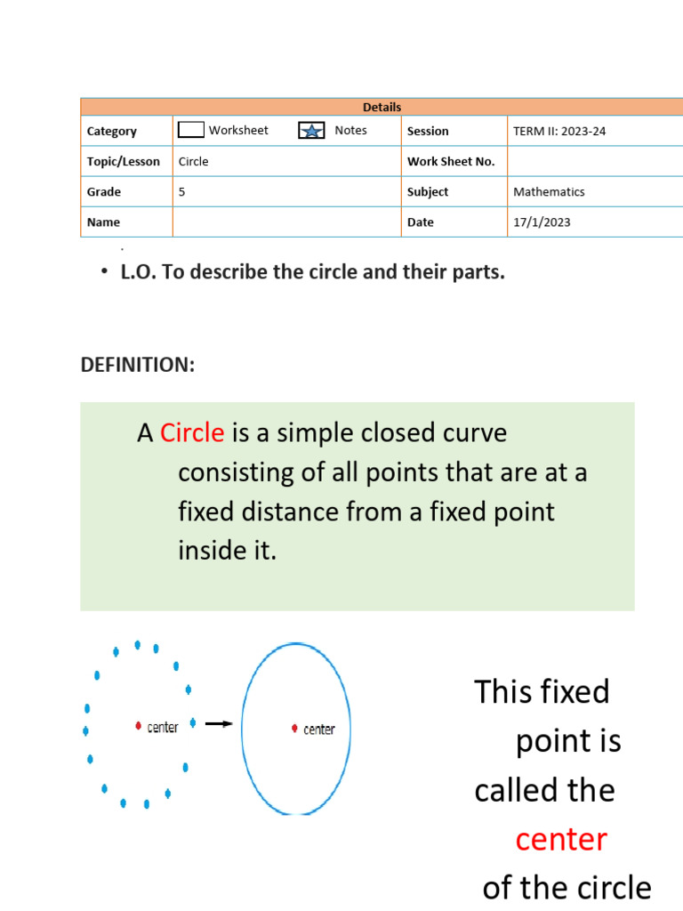 CIRCLE NOTES | PDF | Circle | Diameter