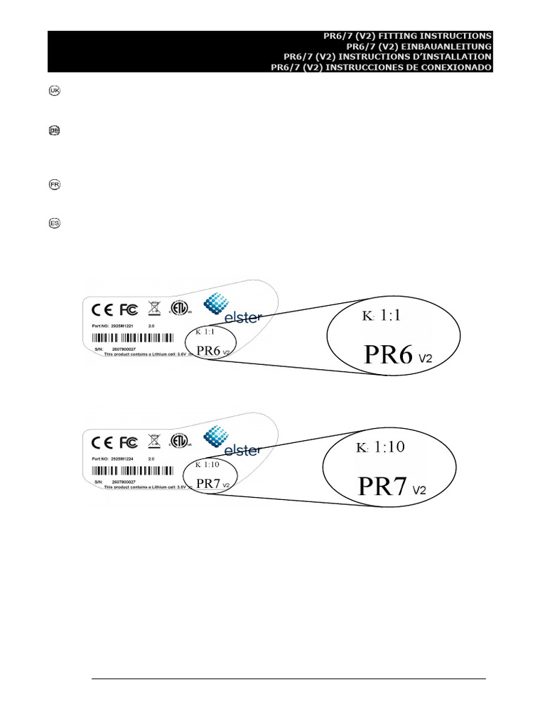 Instructions d'installation PR6/7 V2 | PDF | Grandeur physique | Quantité