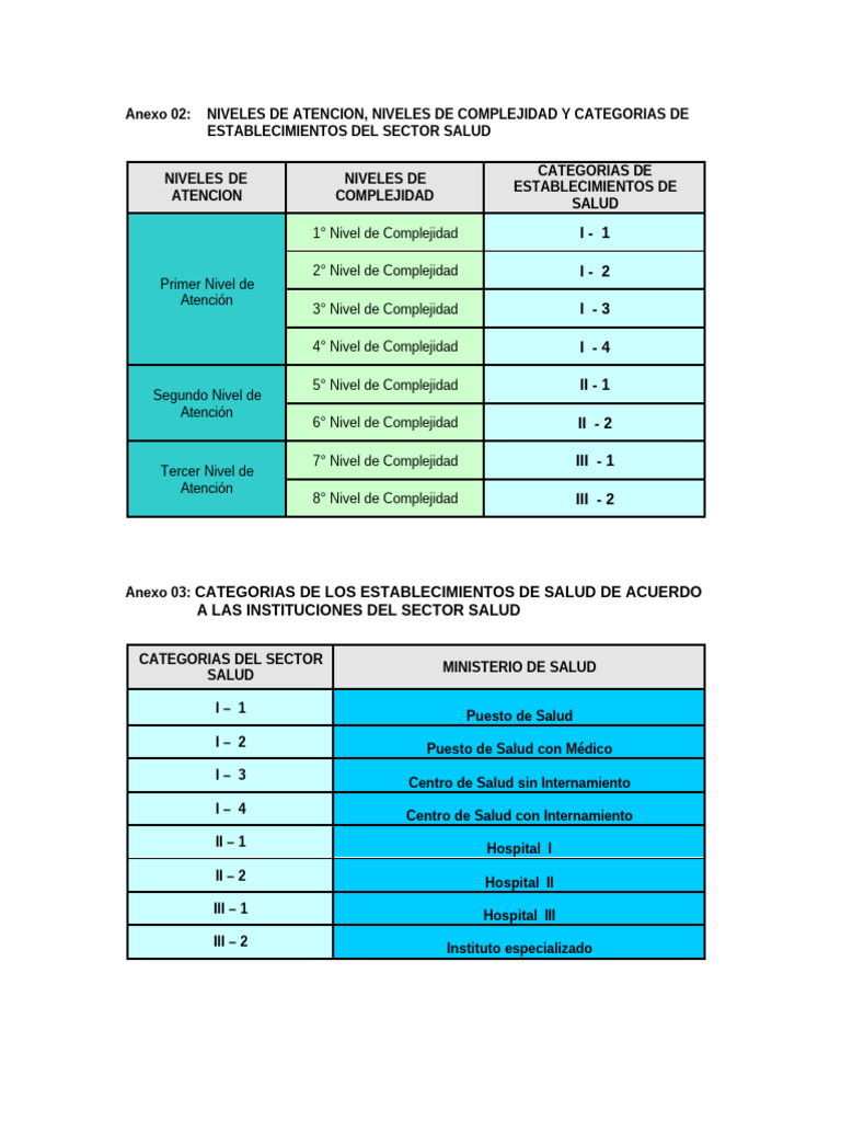 NIVELES Y CATEG x MINSA | PDF