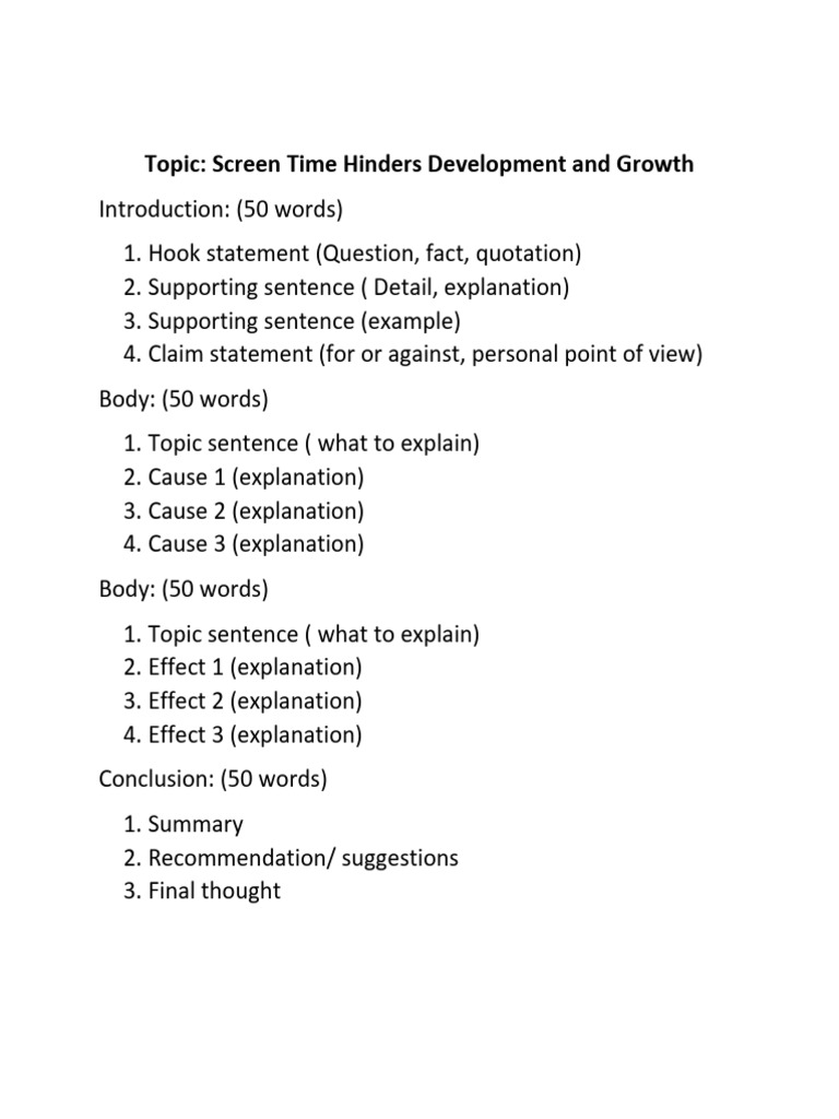 Outline Essay Cause & Effect | PDF