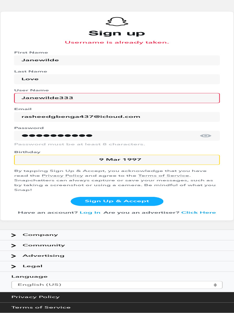 Snapchat User Sign-Up Process | PDF