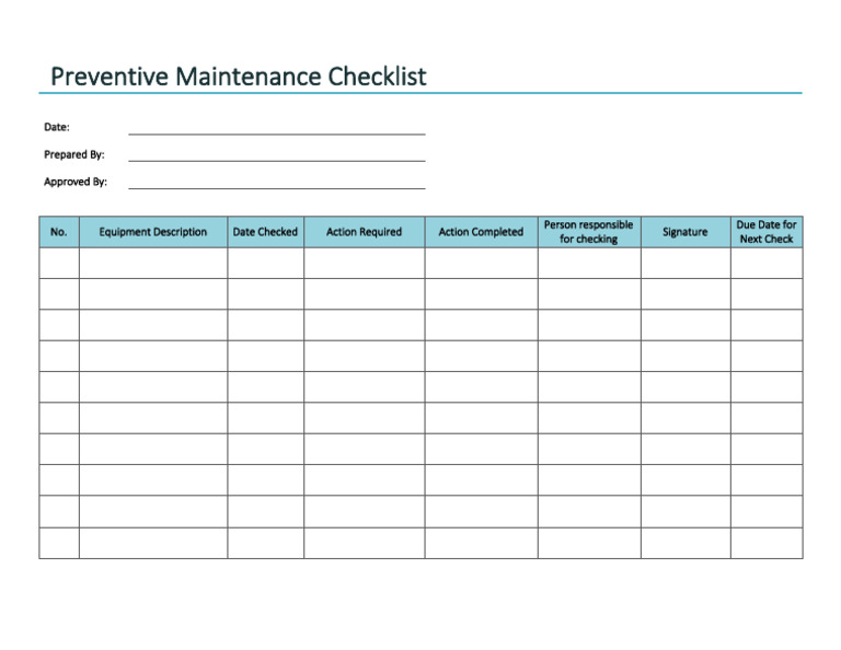 Machine Preventive Maintenance Checklist | PDF