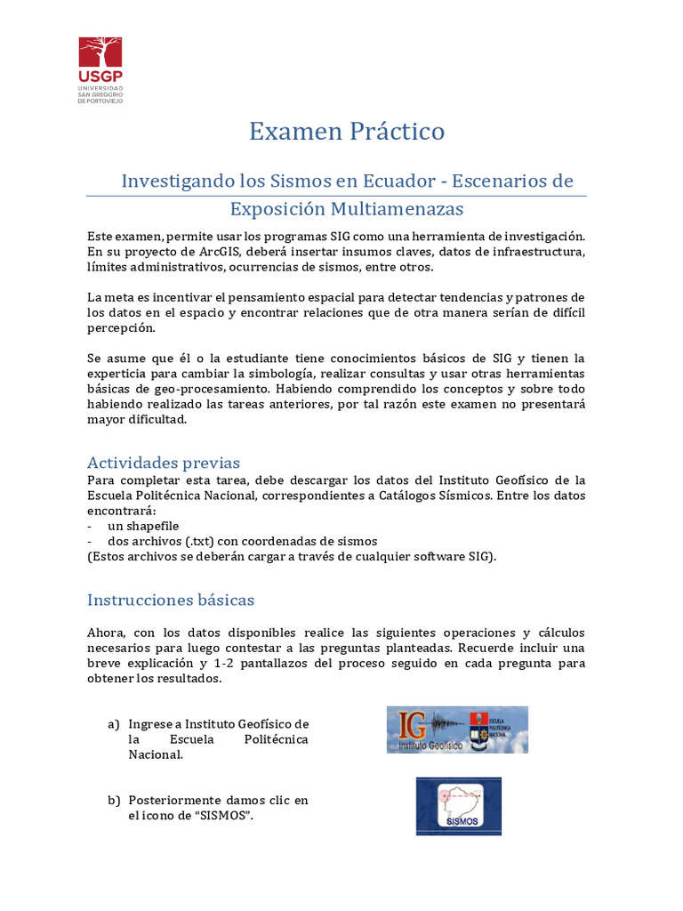 Examen Practico Pdf Sistema De Información Geográfica Temblores