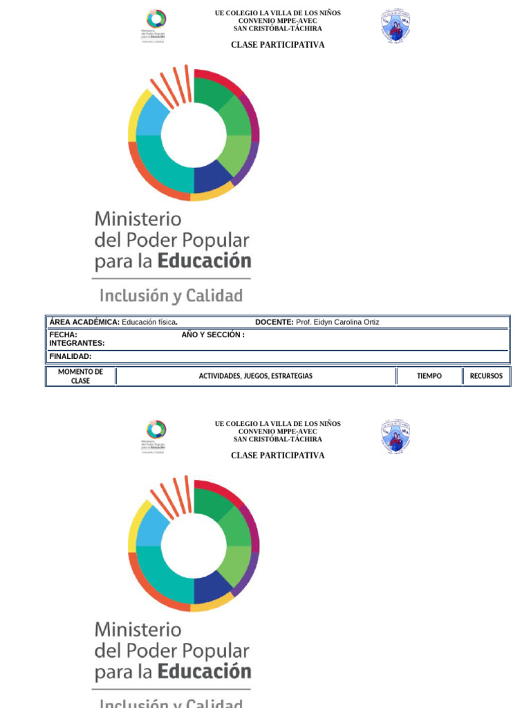 Clase de Educación Física Participativa | PDF