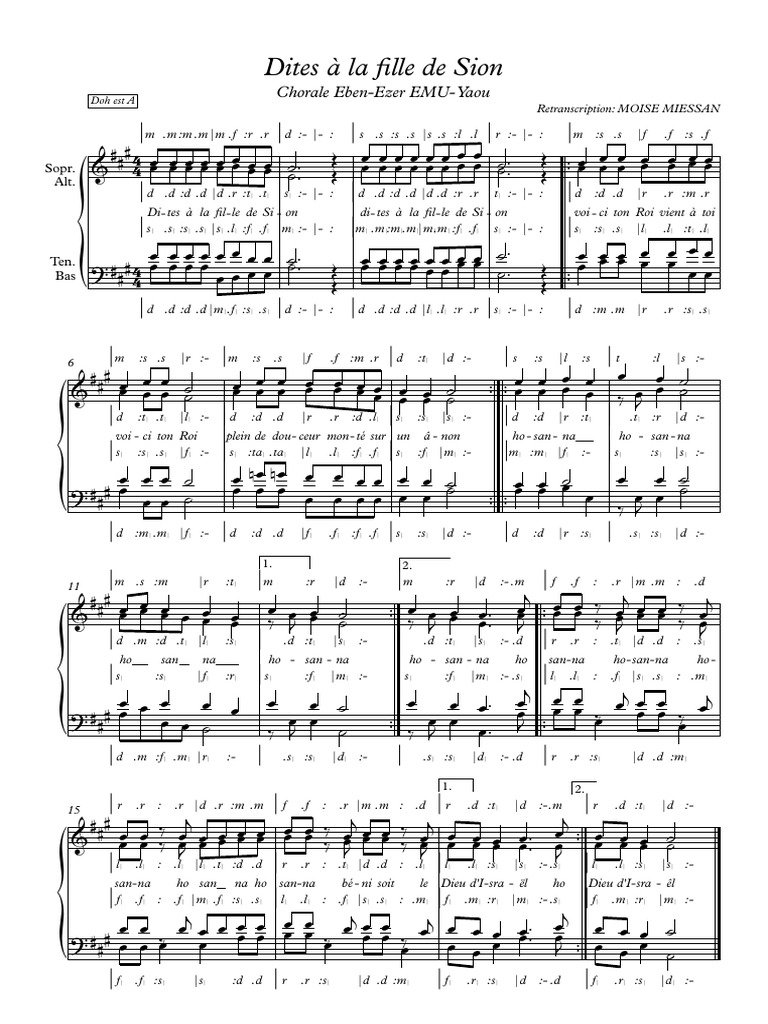 Dites À La Fille de Sion - Partition Complète | PDF | Alphabet latin ...