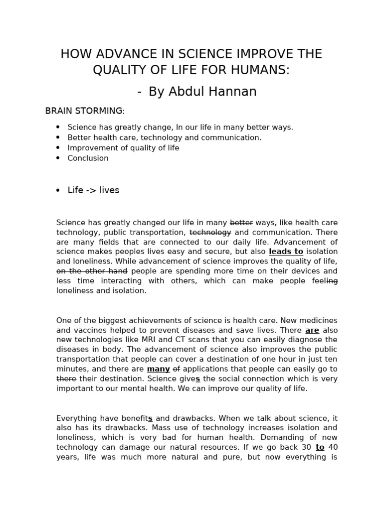 Science's Impact on Quality of Life | PDF | Science | Loneliness
