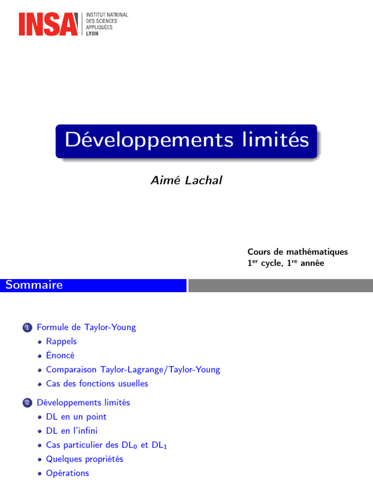 Développements Limités en Mathématiques | PDF | Asymptote | Division