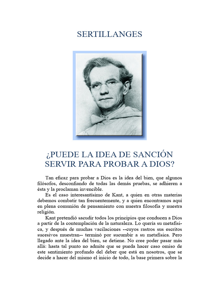 Puede La Ideia de Sanción Servir Para Probar a Dios - Sertillanges ...