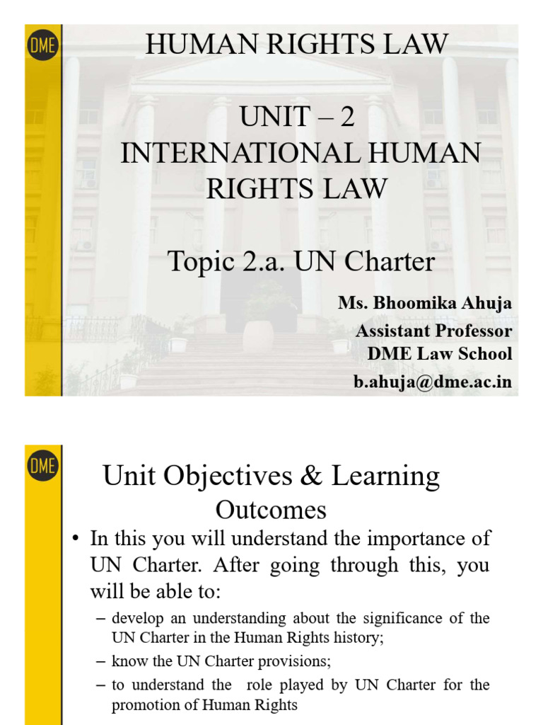 HRL UNIT 2. I. UN CHARTER PPT | PDF | United Nations | International ...