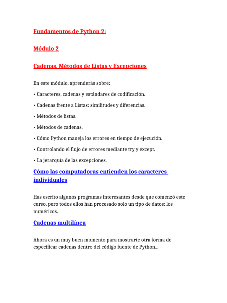 Fundamentos de Python 2 Modulo 2 | PDF
