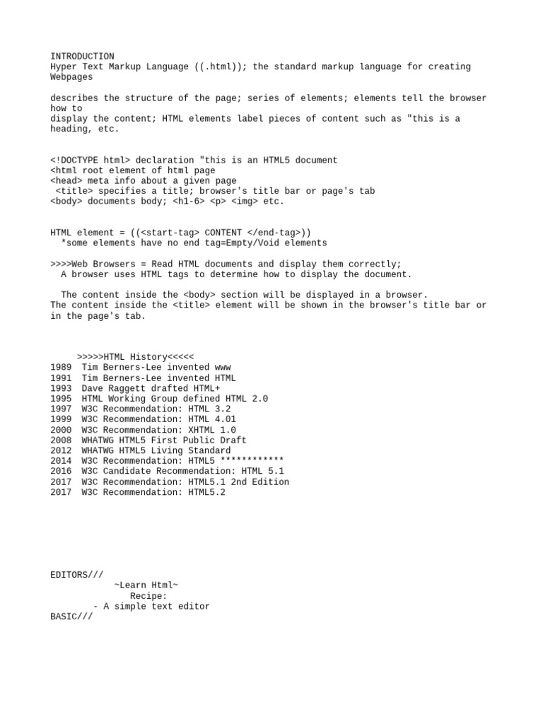 HTML Basics: Structure and Elements | PDF | Html Element | Html