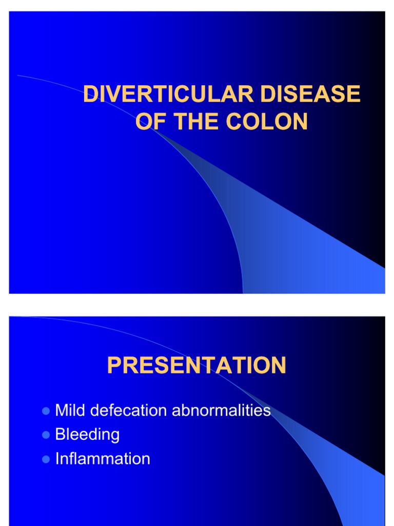 Diverticular Disease of Colon | PDF | Hemorrhoid | Colonoscopy