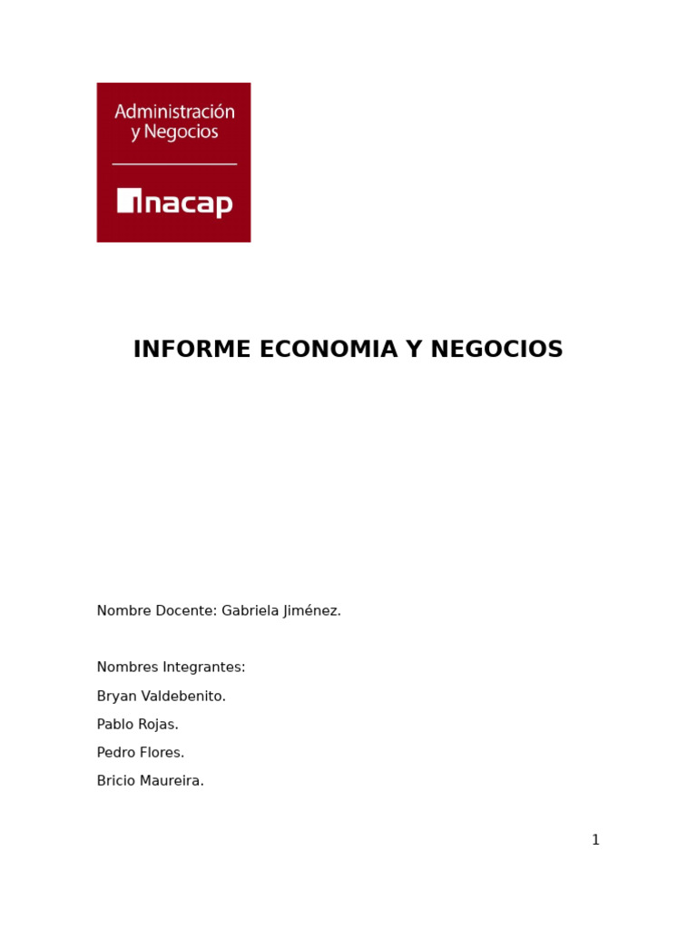 Informe Ecomomia y Negocio Inacap | PDF | Ventaja comparativa | Business