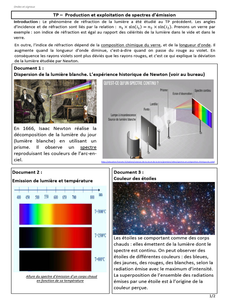 Spectres d'émission et lumière | PDF | Lumière | Spectromètre