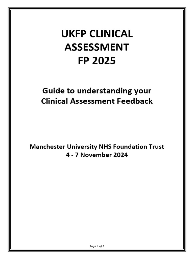 Guide To Understanding Your Clinical Assessment Feedback FP25 | PDF ...