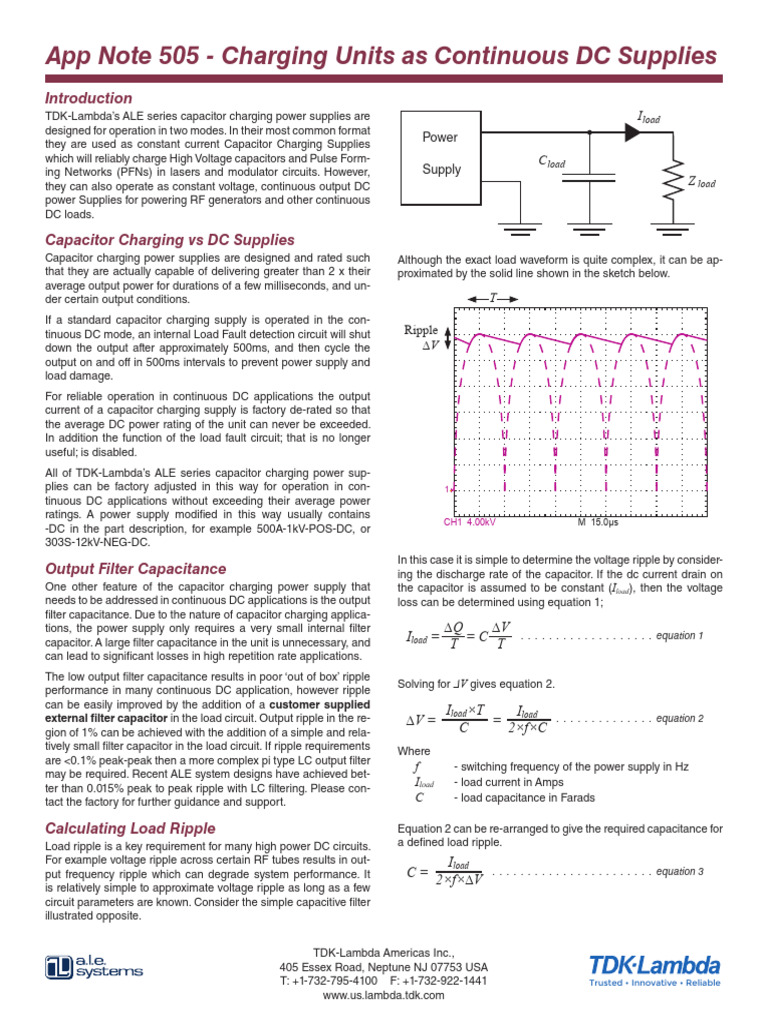 Engineers' Guide to ALE DC Supplies | PDF | Power Supply | Capacitor