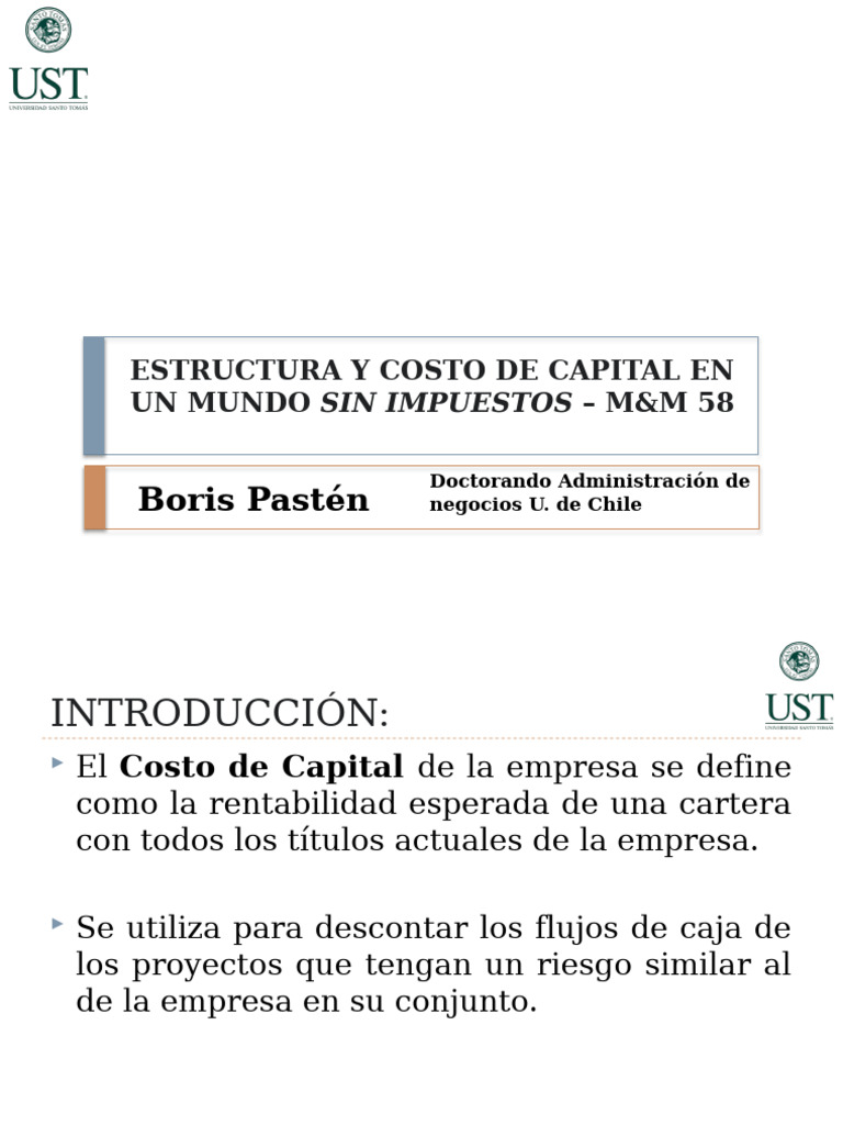 Estructura de Capital y Costo en M&M 58 | PDF | Flujo de caja ...