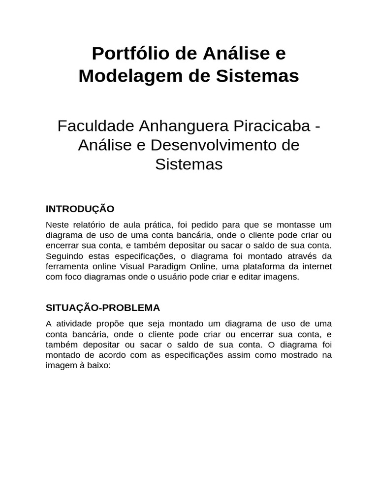 Portifólio Análise e Modelagem de Sistemas | PDF