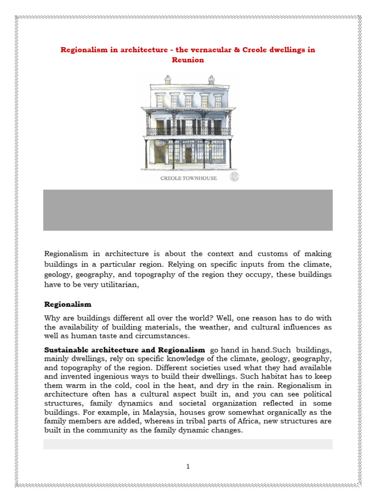 Creole Architecture and Regionalism | PDF | Window | Atmosphere Of Earth