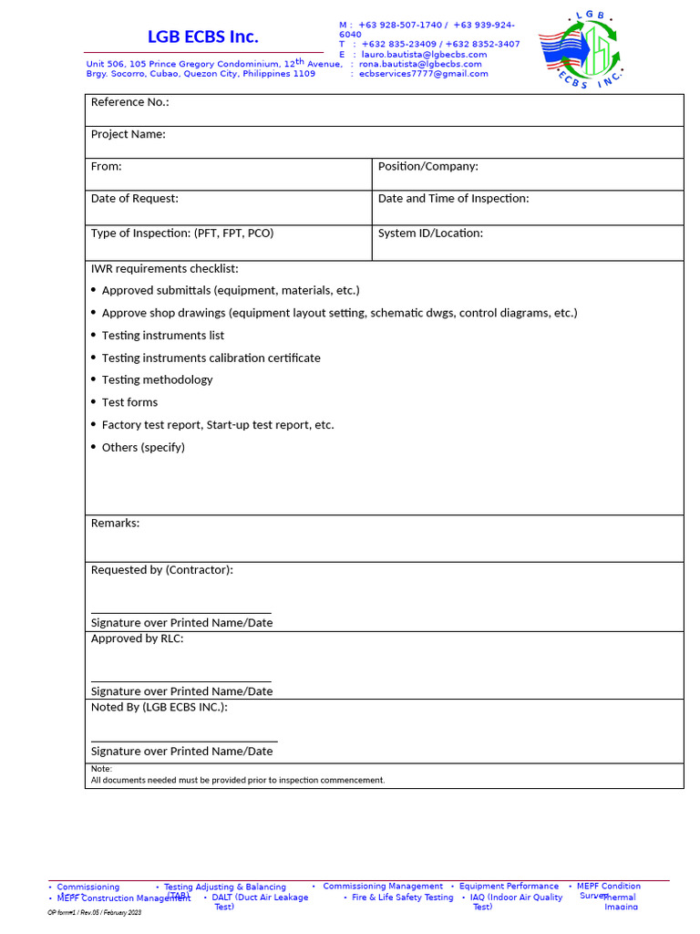 IWR Construction Inspection Checklist | PDF | Building Technology ...