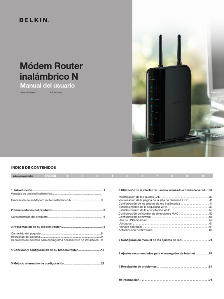 Belkin Modem-router User Manual | Enrutador (Computación) | Red privada