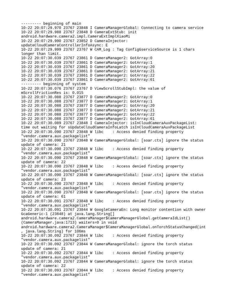 Camera Service Log Analysis | PDF | Software Engineering | Computer ...